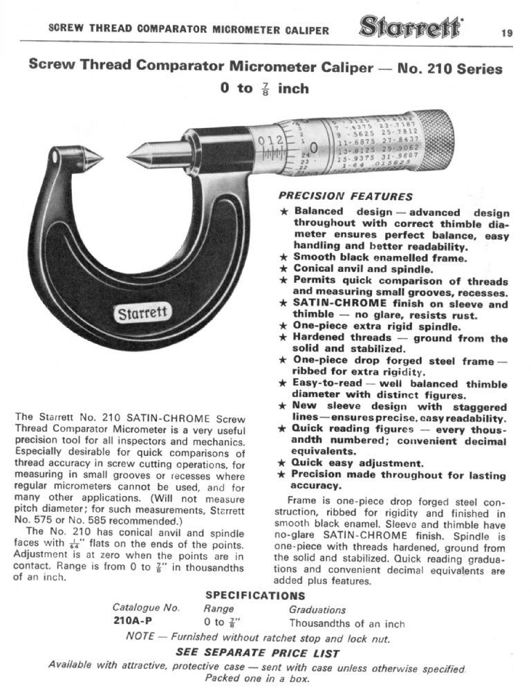 Starrett 210 series